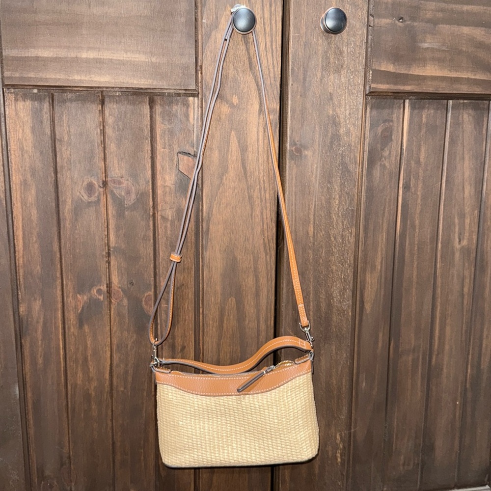 Vera Bradley Tan and Brown Crossbody Bag with Adjustable Strap